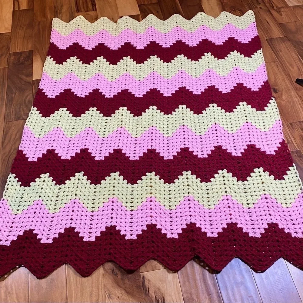 Multicolor Knit Afghan Chevron